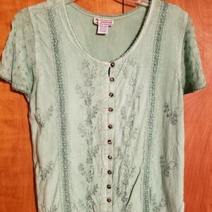 Embroidered Green Blouse